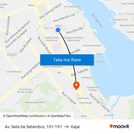 Av. Sete De Setembro, 101-197 to Itajaí map