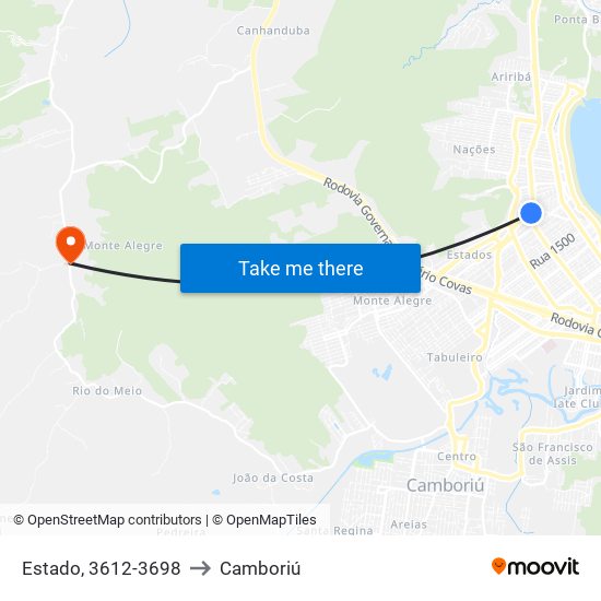 Estado, 3612-3698 to Camboriú map