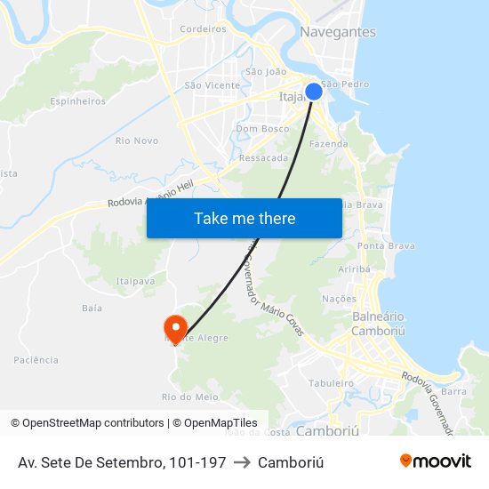 Av. Sete De Setembro, 101-197 to Camboriú map