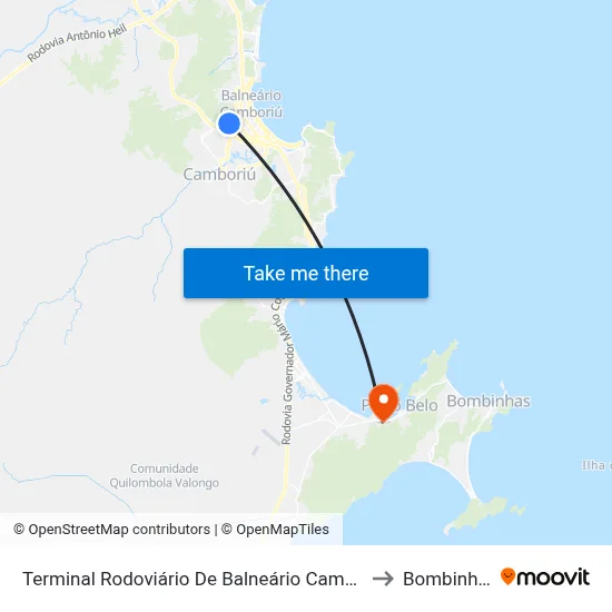 Terminal Rodoviário De Balneário Camboriú to Bombinhas map