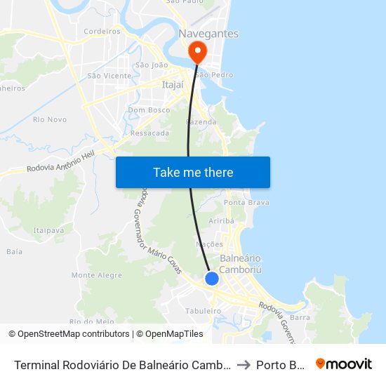 Terminal Rodoviário De Balneário Camboriú to Porto Belo map