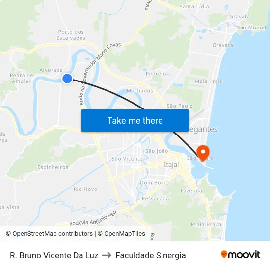R. Bruno Vicente Da Luz to Faculdade Sinergia map
