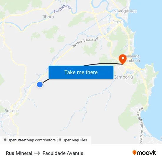 Rua Mineral to Faculdade Avantis map
