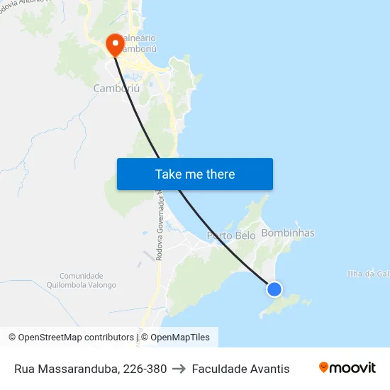 Rua Massaranduba, 226-380 to Faculdade Avantis map