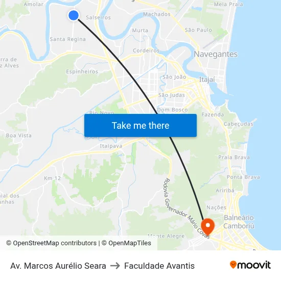 Av. Marcos Aurélio Seara to Faculdade Avantis map
