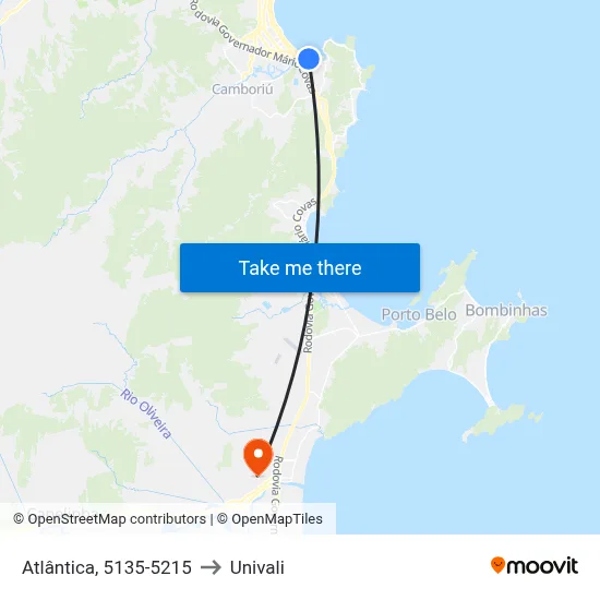 Atlântica, 5135-5215 to Univali map