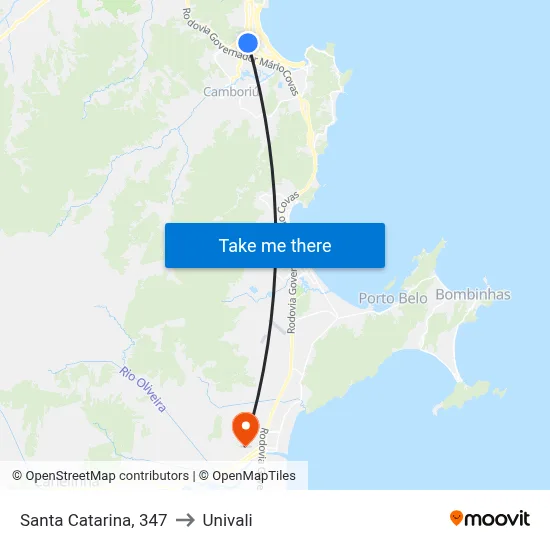 Santa Catarina, 347 to Univali map