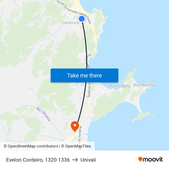Evelon Cordeiro, 1320-1336 to Univali map