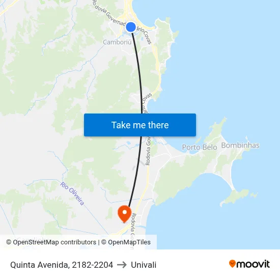 Quinta Avenida, 2182-2204 to Univali map