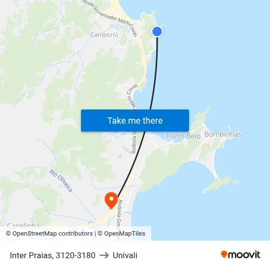 Inter Praias, 3120-3180 to Univali map