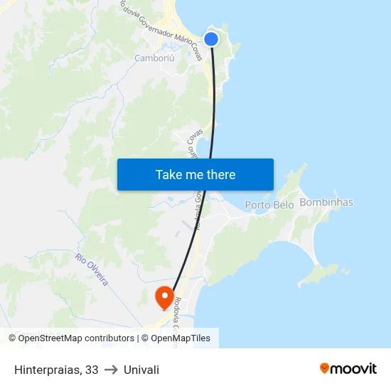 Hinterpraias, 33 to Univali map