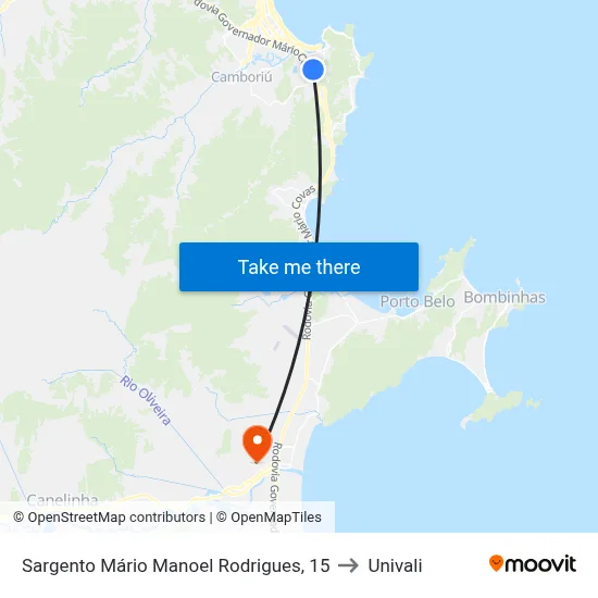 Sargento Mário Manoel Rodrigues, 15 to Univali map