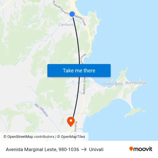 Avenida Marginal Leste, 980-1036 to Univali map