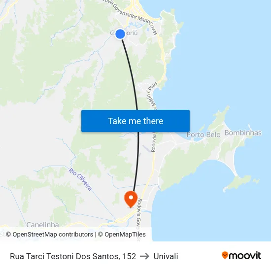 Rua Tarci Testoni Dos Santos, 152 to Univali map
