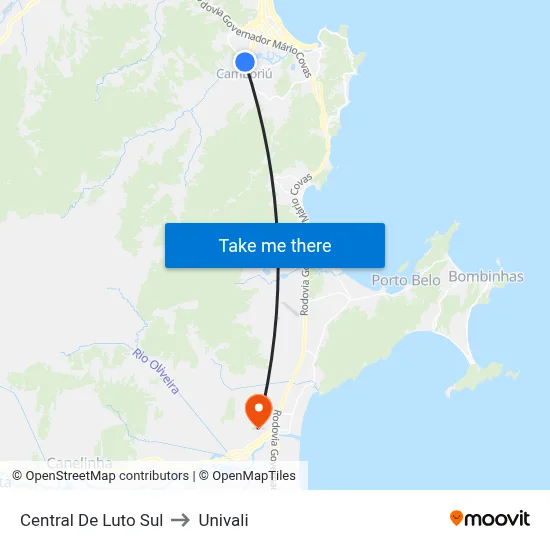 Central De Luto Sul to Univali map