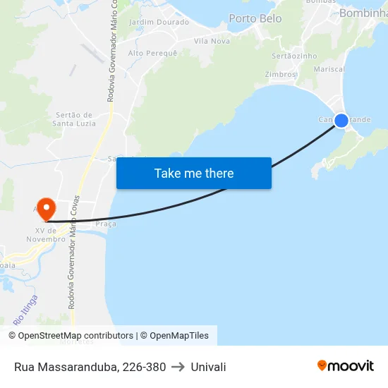 Rua Massaranduba, 226-380 to Univali map