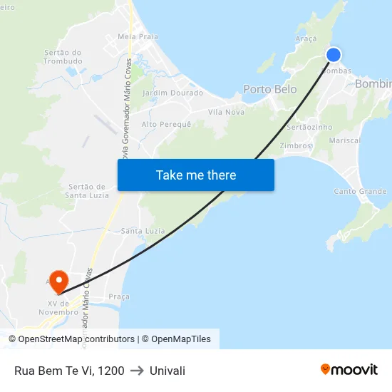 Rua Bem Te Vi, 1200 to Univali map