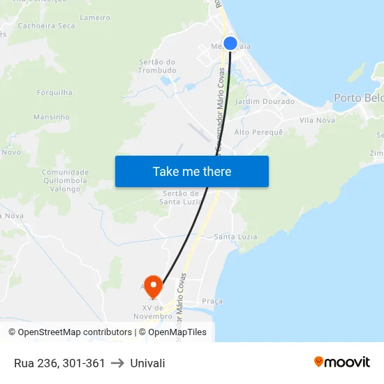 Rua 236, 301-361 to Univali map