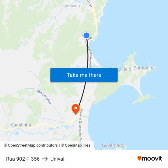 Rua 902 F, 356 to Univali map