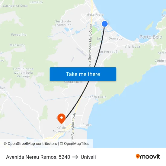 Avenida Nereu Ramos, 5240 to Univali map