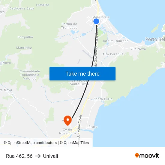 Rua 462, 56 to Univali map