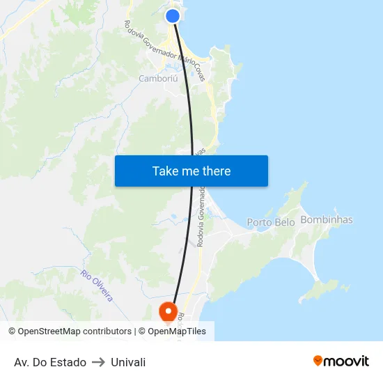 Av. Do Estado to Univali map