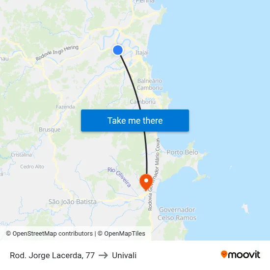 Rod. Jorge Lacerda, 77 to Univali map