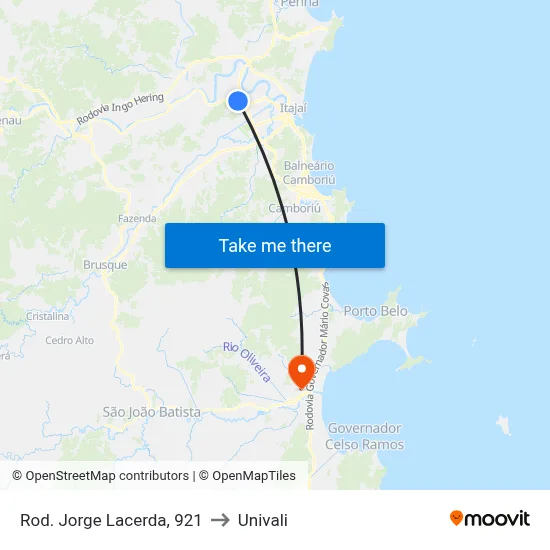 Rod. Jorge Lacerda, 921 to Univali map