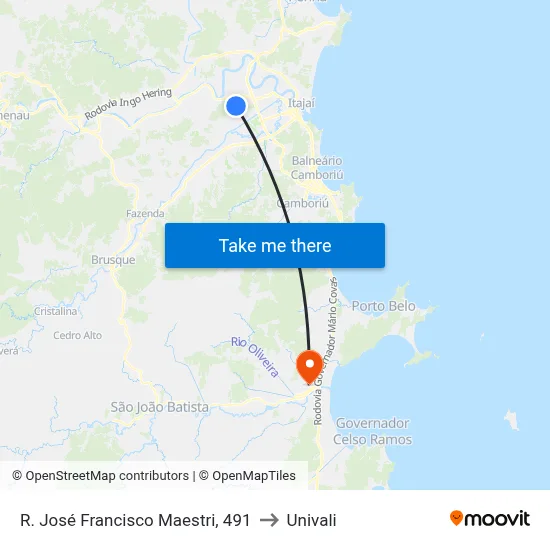 R. José Francisco Maestri, 491 to Univali map