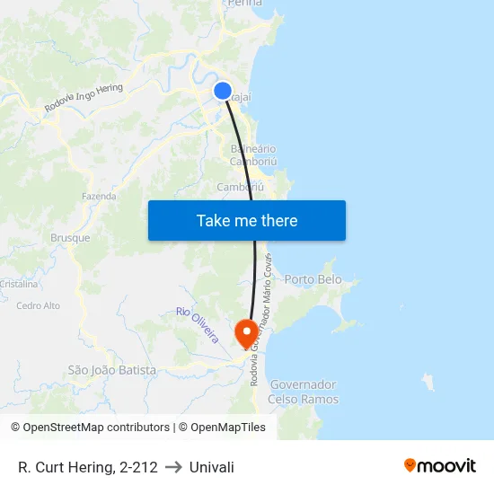 R. Curt Hering, 2-212 to Univali map