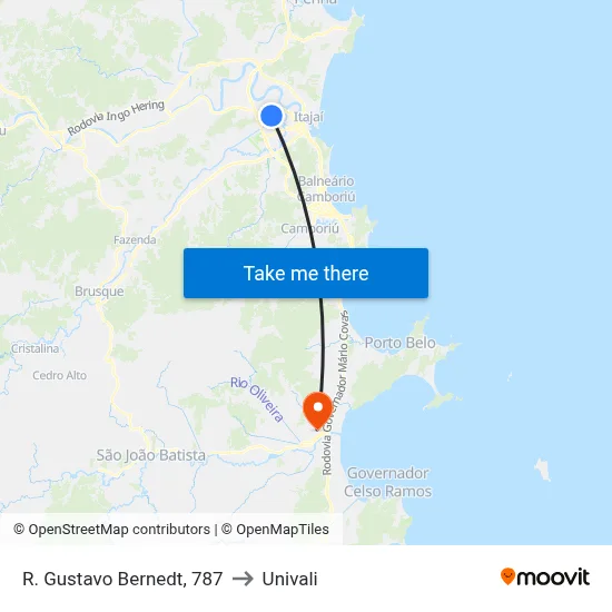 R. Gustavo Bernedt, 787 to Univali map