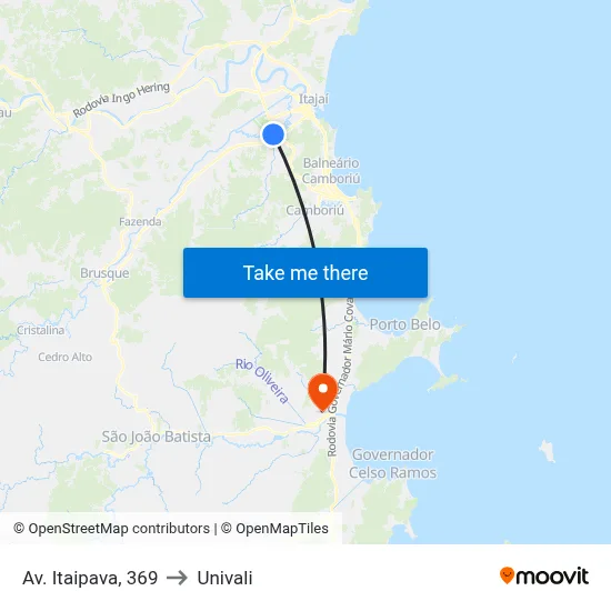 Av. Itaipava, 369 to Univali map