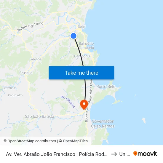 Av. Ver. Abraão João Francisco | Polícia Rodoviária Federal to Univali map