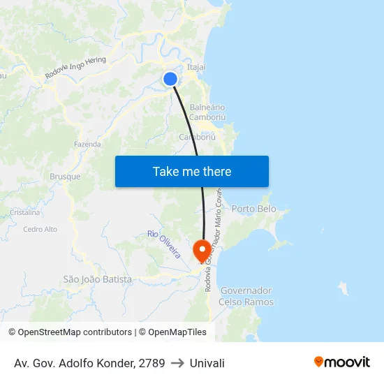 Av. Gov. Adolfo Konder, 2789 to Univali map