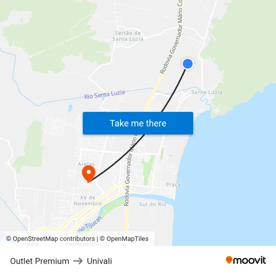 Outlet Premium to Univali map