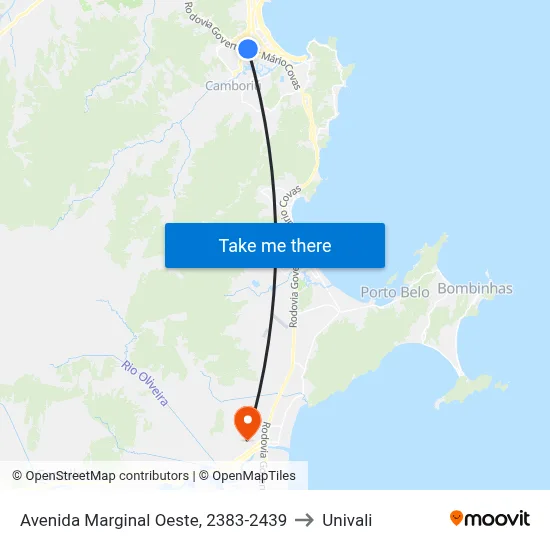 Avenida Marginal Oeste, 2383-2439 to Univali map