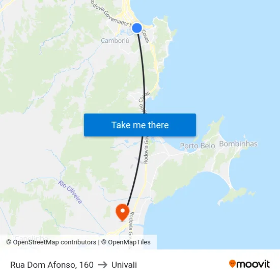 Rua Dom Afonso, 160 to Univali map