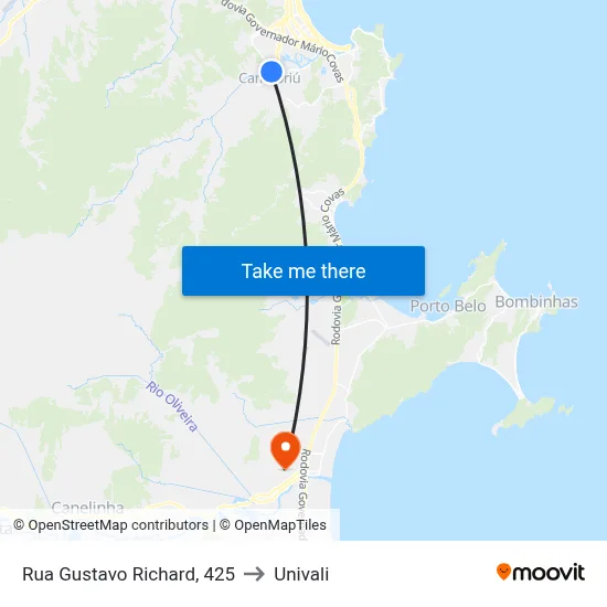 Rua Gustavo Richard, 425 to Univali map