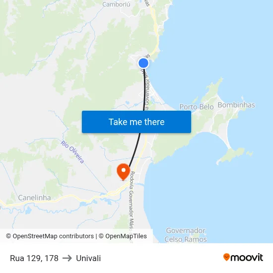 Rua 129, 178 to Univali map