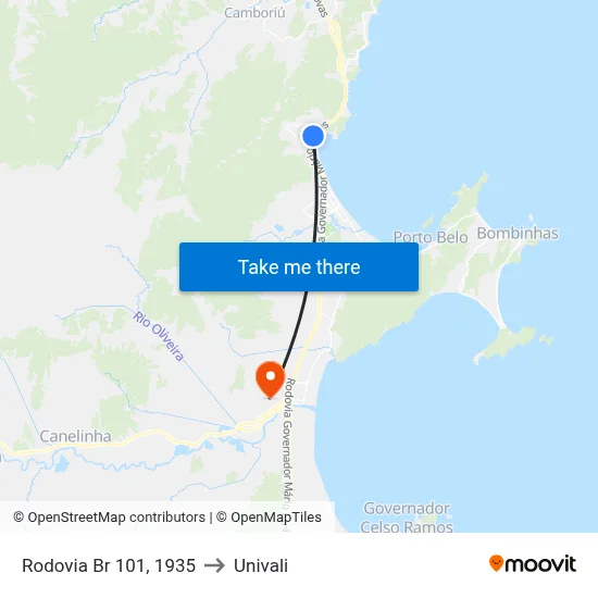 Rodovia Br 101, 1935 to Univali map