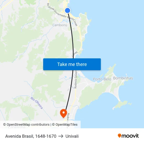 Avenida Brasil, 1648-1670 to Univali map