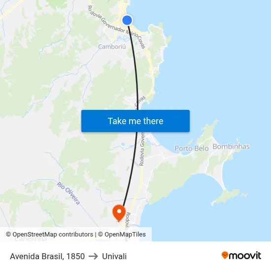 Avenida Brasil, 1850 to Univali map