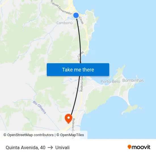 Quinta Avenida, 40 to Univali map