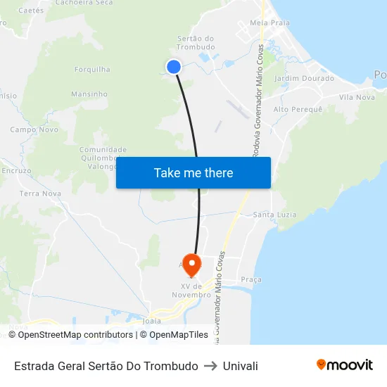 Estrada Geral Sertão Do Trombudo to Univali map
