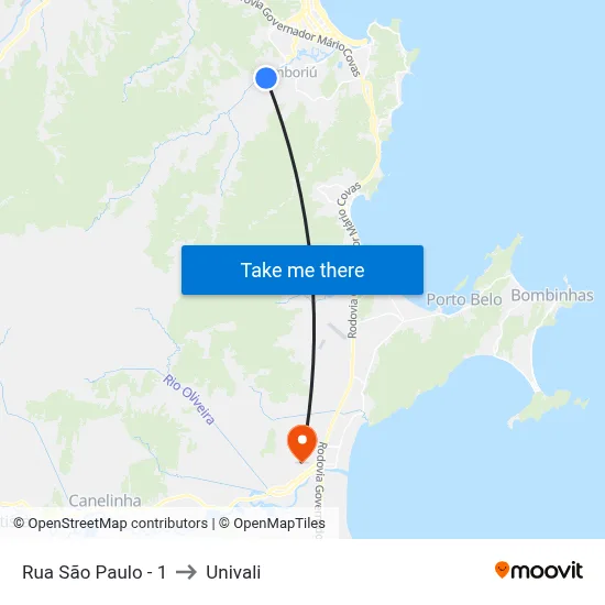 Rua São Paulo - 1 to Univali map