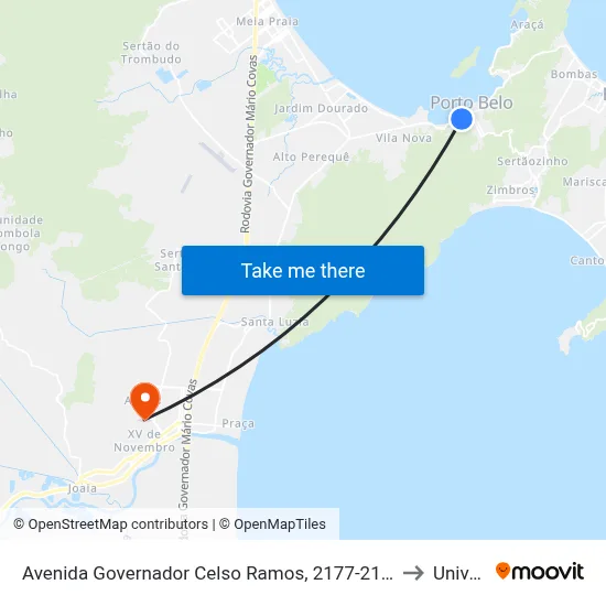 Avenida Governador Celso Ramos, 2177-2189 to Univali map