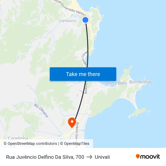 Rua Juvêncio Delfino Da Silva, 700 to Univali map