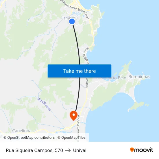 Rua Siqueira Campos, 570 to Univali map