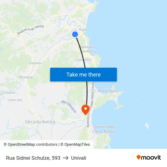Rua Sidnei Schulze, 593 to Univali map