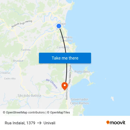 Rua Indaial, 1379 to Univali map